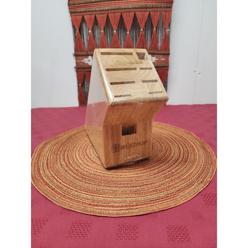 WUSTOF 9 Slot Knife Block Solid Birch Natural #7250-1-100 New In Packging No Box